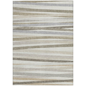 Homeroots 3' Black Brown And Ivory Striped Washable Area Rug - Durable, Versatile Design For Indoor Or Outdoor Use 10' X 14' Polyester 597336