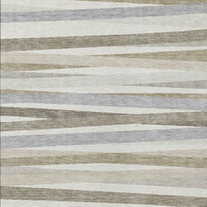 Homeroots 3' Black Brown And Ivory Striped Washable Area Rug - Durable, Versatile Design For Indoor Or Outdoor Use 10' X 14' Polyester 597336