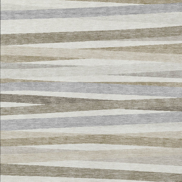 Homeroots 3' Black Brown And Ivory Striped Washable Area Rug - Durable, Versatile Design For Indoor Or Outdoor Use 10' X 14' Polyester 597336