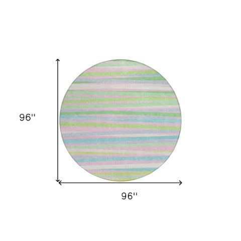 Homeroots 3' Black Brown And Ivory Striped Washable Area Rug - Durable, Versatile Design For Indoor Or Outdoor Use 8' Round Polyester 597339