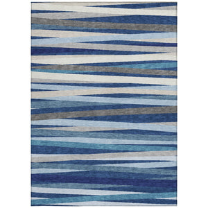 Homeroots 3' Black Brown And Ivory Striped Washable Area Rug - Durable, Versatile Design For Indoor Or Outdoor Use 5' X 8' Polyester 597344