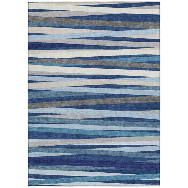 Homeroots 3' Black Brown And Ivory Striped Washable Area Rug - Durable, Versatile Design For Indoor Or Outdoor Use 5' X 8' Polyester 597344