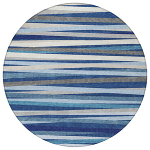 Homeroots 3' Black Brown And Ivory Striped Washable Area Rug - Durable, Versatile Design For Indoor Or Outdoor Use 8' Round Polyester 597345