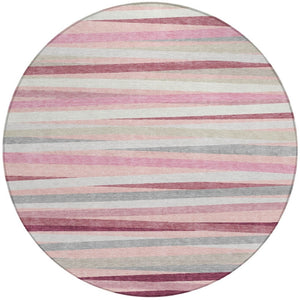 Homeroots 3' Black Brown And Ivory Striped Washable Area Rug - Durable, Versatile Design For Indoor Or Outdoor Use 8' Round Polyester 597351