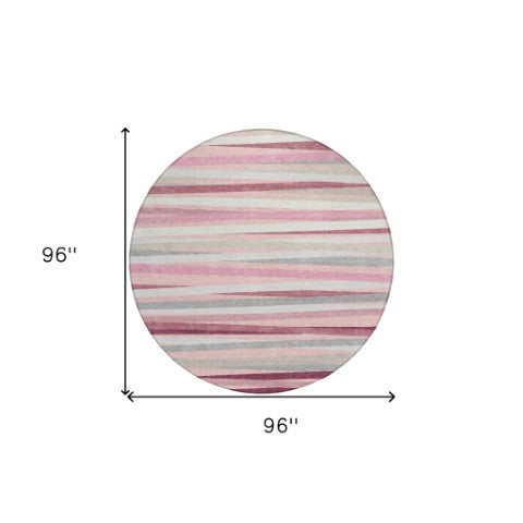 Homeroots 3' Black Brown And Ivory Striped Washable Area Rug - Durable, Versatile Design For Indoor Or Outdoor Use 8' Round Polyester 597351