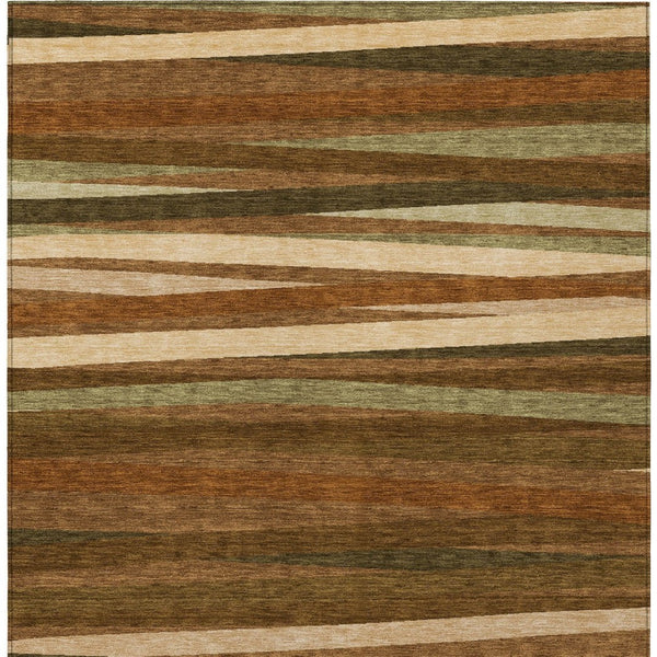 Homeroots 3' Black Brown And Ivory Striped Washable Area Rug - Durable, Versatile Design For Indoor Or Outdoor Use 5' X 8' Polyester 597356