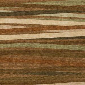 Homeroots 3' Black Brown And Ivory Striped Washable Area Rug - Durable, Versatile Design For Indoor Or Outdoor Use 5' X 8' Polyester 597356