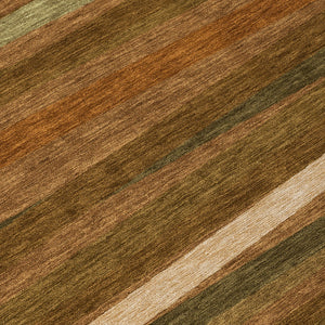 Homeroots 3' Black Brown And Ivory Striped Washable Area Rug - Durable, Versatile Design For Indoor Or Outdoor Use 8' Round Polyester 597357