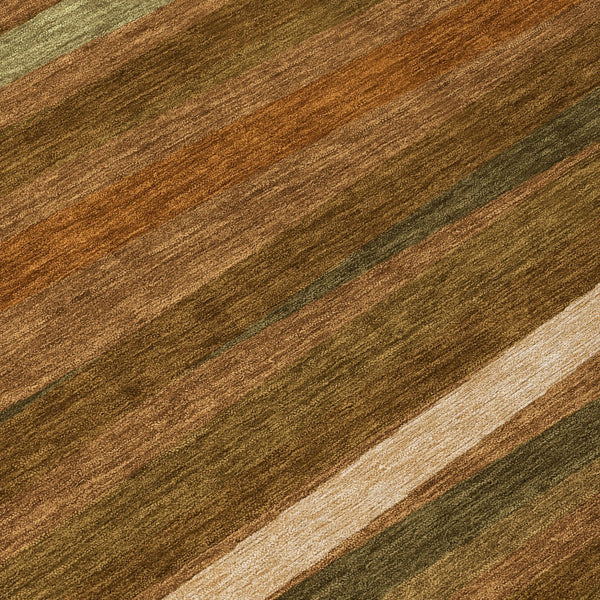 Homeroots 3' Black Brown And Ivory Striped Washable Area Rug - Durable, Versatile Design For Indoor Or Outdoor Use 8' Round Polyester 597357