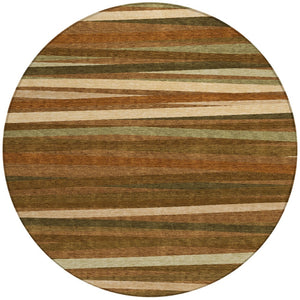 Homeroots 3' Black Brown And Ivory Striped Washable Area Rug - Durable, Versatile Design For Indoor Or Outdoor Use 8' Round Polyester 597357