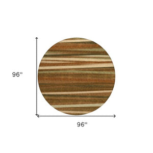 Homeroots 3' Black Brown And Ivory Striped Washable Area Rug - Durable, Versatile Design For Indoor Or Outdoor Use 8' Round Polyester 597357