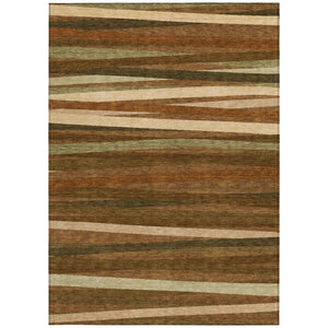 Homeroots 3' Black Brown And Ivory Striped Washable Area Rug - Durable, Versatile Design For Indoor Or Outdoor Use 9' X 12' Polyester 597359