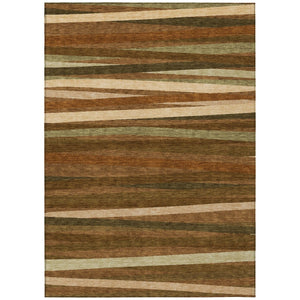 HomeRoots 5' Stylish Brown Copper and Beige Striped Washable Area Rug for Indoor and Outdoor Use 10' X 14' 597360
