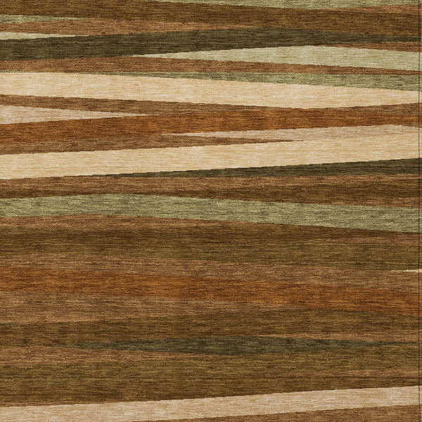 Homeroots 3' Black Brown And Ivory Striped Washable Area Rug - Durable, Versatile Design For Indoor Or Outdoor Use 10' X 14' Polyester 597360