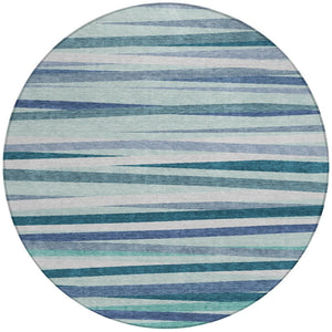 Homeroots 3' Black Brown And Ivory Striped Washable Area Rug - Durable, Versatile Design For Indoor Or Outdoor Use 8' Round Polyester 597363