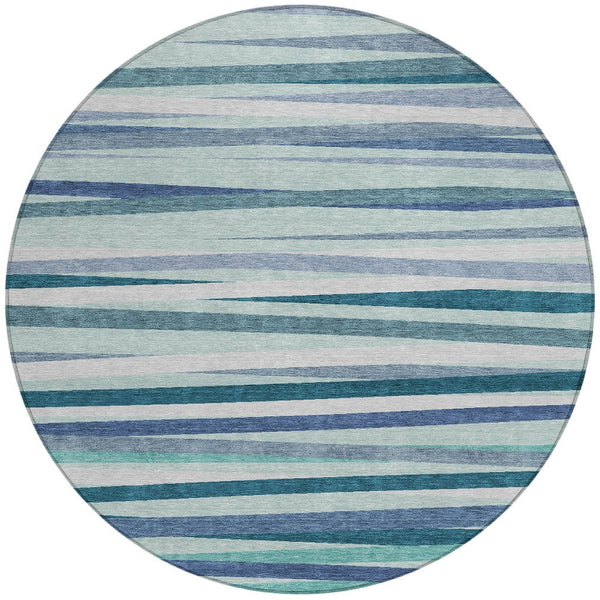 Homeroots 3' Black Brown And Ivory Striped Washable Area Rug - Durable, Versatile Design For Indoor Or Outdoor Use 8' Round Polyester 597363