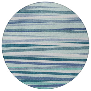 Homeroots 3' Black Brown And Ivory Striped Washable Area Rug - Durable, Versatile Design For Indoor Or Outdoor Use 8' Round Polyester 597363