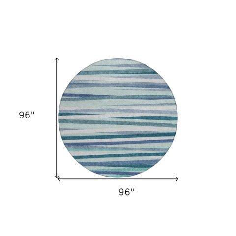 Homeroots 3' Black Brown And Ivory Striped Washable Area Rug - Durable, Versatile Design For Indoor Or Outdoor Use 8' Round Polyester 597363