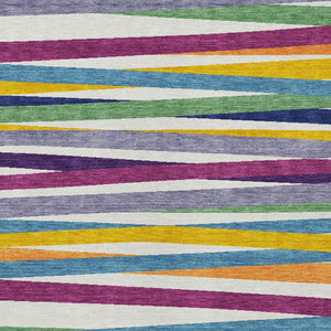 Homeroots 3' Black Brown And Ivory Striped Washable Area Rug - Durable, Versatile Design For Indoor Or Outdoor Use 5' X 8' Polyester 597368