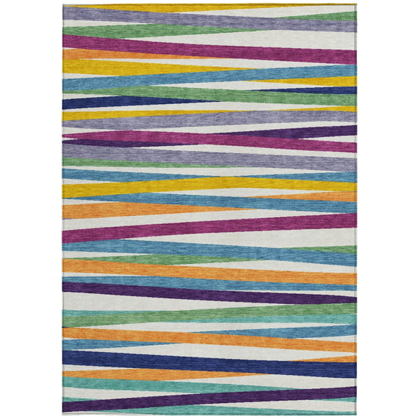 Homeroots 3' Black Brown And Ivory Striped Washable Area Rug - Durable, Versatile Design For Indoor Or Outdoor Use 10' X 14' Polyester 597372