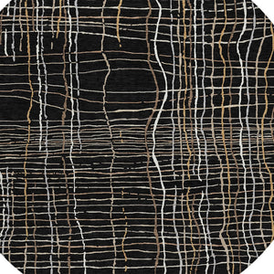 Homeroots 3' Black Ivory And Brown Striped Washable Area Rug For Indoor And Outdoor Spaces, Durable & Stylish 8' Round Polyester 597375
