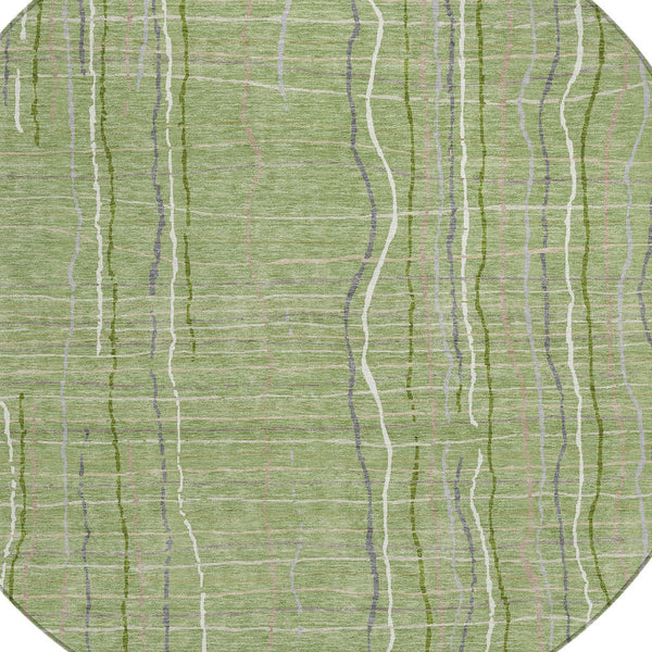 Homeroots 3' Black Ivory And Brown Striped Washable Area Rug For Indoor And Outdoor Spaces, Durable & Stylish 8' Round Polyester 597381