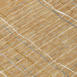 Homeroots 3' Black Ivory And Brown Striped Washable Area Rug For Indoor And Outdoor Spaces, Durable & Stylish 3' X 5' Polyester 597385