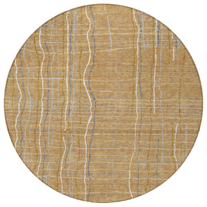 Homeroots 3' Black Ivory And Brown Striped Washable Area Rug For Indoor And Outdoor Spaces, Durable & Stylish 8' Round Polyester 597387