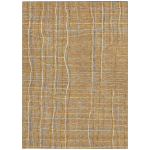 Homeroots 3' Black Ivory And Brown Striped Washable Area Rug For Indoor And Outdoor Spaces, Durable & Stylish 8' X 10' Polyester 597388