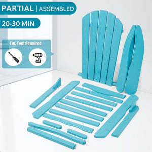 English Elm Wood Folding Adirondack Chair Solid Hemlock Embossed Grain Outdoor Patio Lounge Seat Turquoise Blue W1390P462315