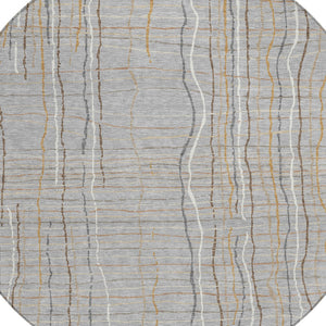 Homeroots 3' Black Ivory And Brown Striped Washable Area Rug For Indoor And Outdoor Spaces, Durable & Stylish 8' Round Polyester 597393