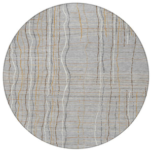 Homeroots 3' Black Ivory And Brown Striped Washable Area Rug For Indoor And Outdoor Spaces, Durable & Stylish 8' Round Polyester 597393