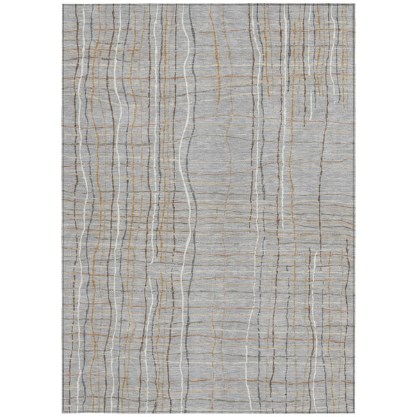 Homeroots 3' Black Ivory And Brown Striped Washable Area Rug For Indoor And Outdoor Spaces, Durable & Stylish 8' X 10' Polyester 597394