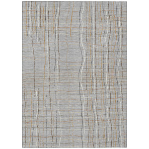 HomeRoots 9' Gray Brown Ivory Striped Washable Area Rug - Durable Indoor/Outdoor Design for Busy Homes 597395