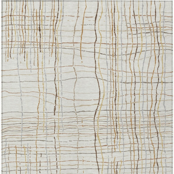Homeroots 3' Black Ivory And Brown Striped Washable Area Rug For Indoor And Outdoor Spaces, Durable & Stylish 5' X 8' Polyester 597398