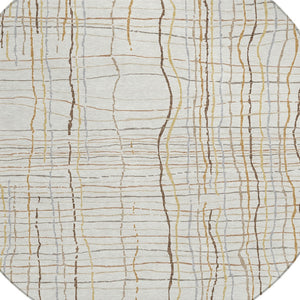 Homeroots 3' Black Ivory And Brown Striped Washable Area Rug For Indoor And Outdoor Spaces, Durable & Stylish 8' Round Polyester 597399