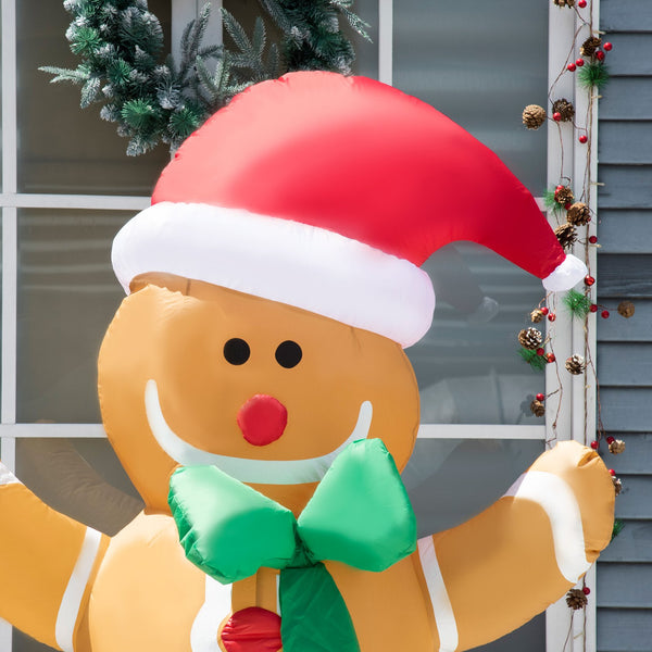 English Elm HOMCOM Inflatable 6ft Snowman with Christmas Tree Lawn Decor, Bright LED Lights and Wind Stakes Multicolor W2225P249969