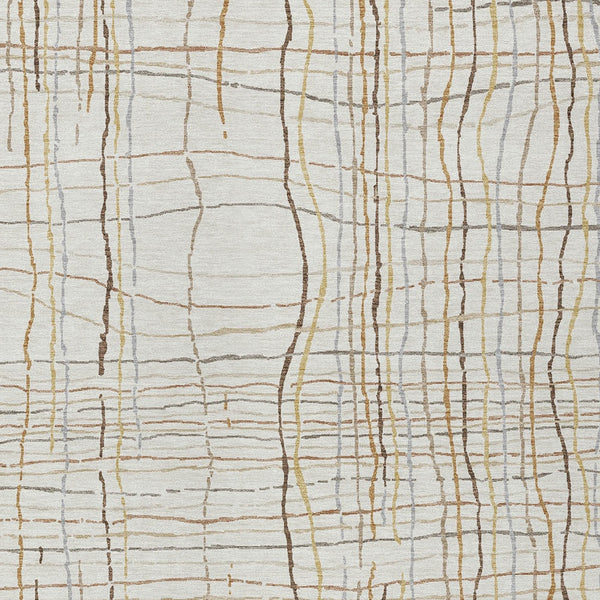 Homeroots 3' Black Ivory And Brown Striped Washable Area Rug For Indoor And Outdoor Spaces, Durable & Stylish 10' X 14' Polyester 597402