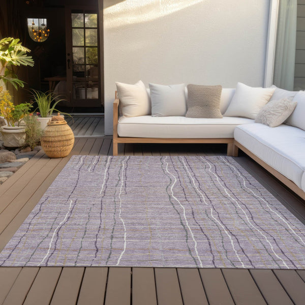 Homeroots 3' Black Ivory And Brown Striped Washable Area Rug For Indoor And Outdoor Spaces, Durable & Stylish 5' X 8' Polyester 597404