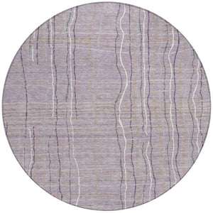 Homeroots 3' Black Ivory And Brown Striped Washable Area Rug For Indoor And Outdoor Spaces, Durable & Stylish 8' Round Polyester 597405