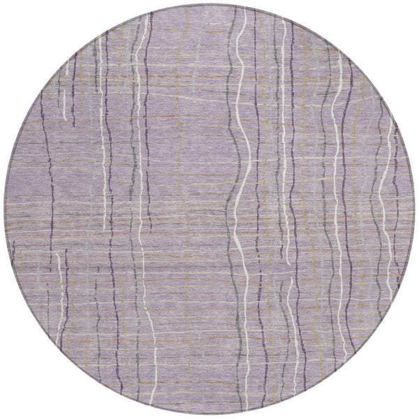 Homeroots 3' Black Ivory And Brown Striped Washable Area Rug For Indoor And Outdoor Spaces, Durable & Stylish 8' Round Polyester 597405