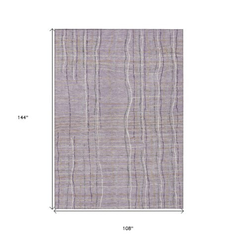 Homeroots 3' Black Ivory And Brown Striped Washable Area Rug For Indoor And Outdoor Spaces, Durable & Stylish 9' X 12' Polyester 597407