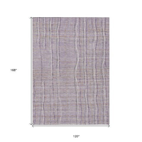 Homeroots 3' Black Ivory And Brown Striped Washable Area Rug For Indoor And Outdoor Spaces, Durable & Stylish 10' X 14' Polyester 597408