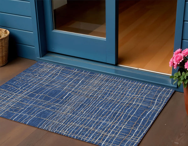 Homeroots 3' Black Ivory And Brown Striped Washable Area Rug For Indoor And Outdoor Spaces, Durable & Stylish 3' X 5' Polyester 597409