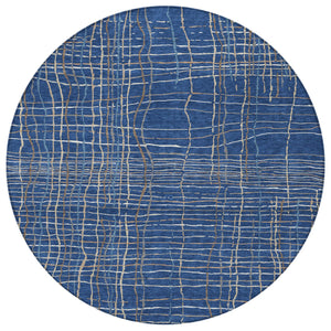 Homeroots 3' Black Ivory And Brown Striped Washable Area Rug For Indoor And Outdoor Spaces, Durable & Stylish 8' Round Polyester 597411