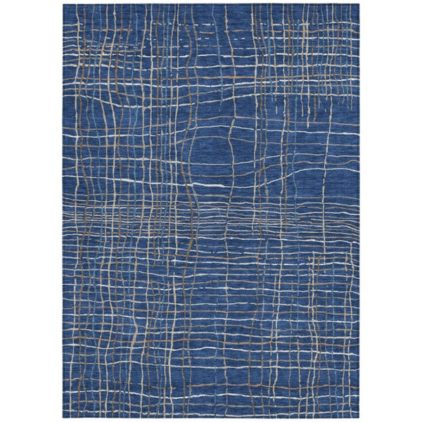 Homeroots 3' Black Ivory And Brown Striped Washable Area Rug For Indoor And Outdoor Spaces, Durable & Stylish 8' X 10' Polyester 597412