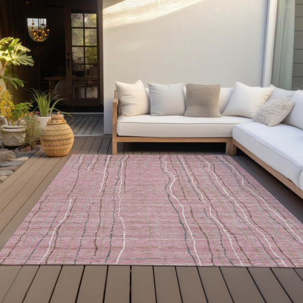 Homeroots 3' Black Ivory And Brown Striped Washable Area Rug For Indoor And Outdoor Spaces, Durable & Stylish 3' X 5' Polyester 597415