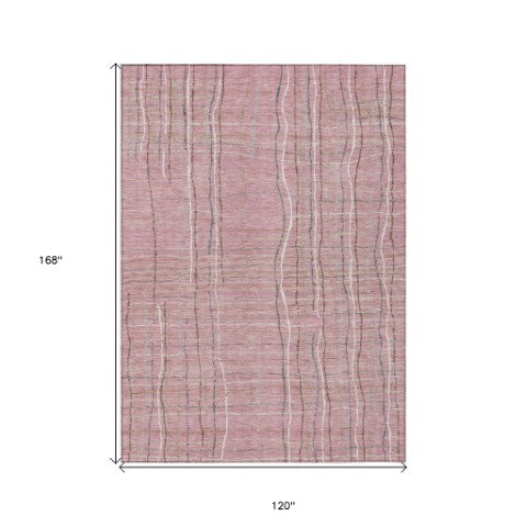 Homeroots 3' Black Ivory And Brown Striped Washable Area Rug For Indoor And Outdoor Spaces, Durable & Stylish 10' X 14' Polyester 597420