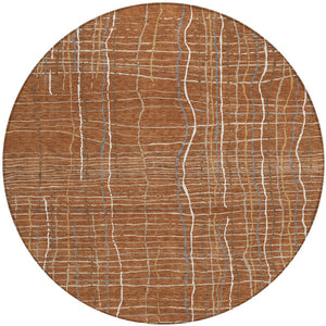 Homeroots 3' Black Ivory And Brown Striped Washable Area Rug For Indoor And Outdoor Spaces, Durable & Stylish 8' Round Polyester 597423