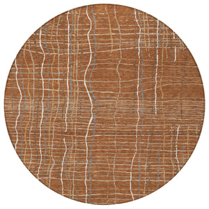 Homeroots 3' Black Ivory And Brown Striped Washable Area Rug For Indoor And Outdoor Spaces, Durable & Stylish 8' Round Polyester 597423